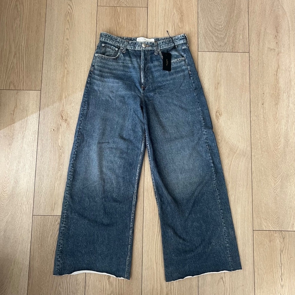 Rag & Bone NWT Miramar Sofie Wide-Leg Jeans Medium Wash Raw Hem. Womens Size 29